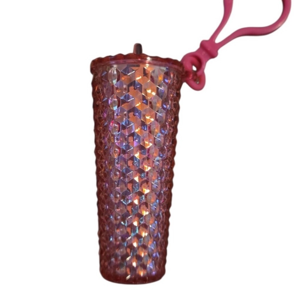 Iridescent Pink Textured Tumbler Keychain - Picture 1 of 2